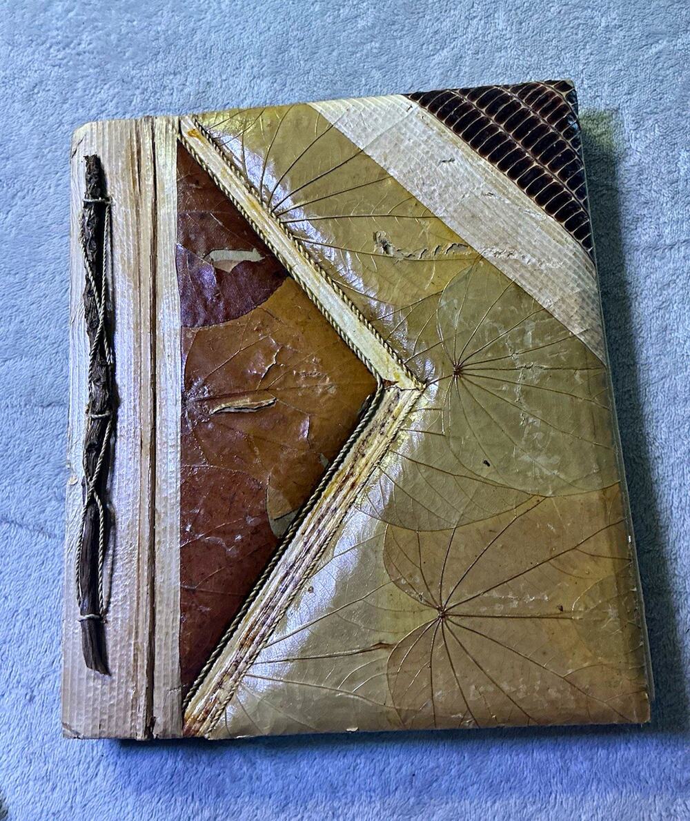 Handmade Blank Journal Notebook with Leaf-Pattern Decorative Cover